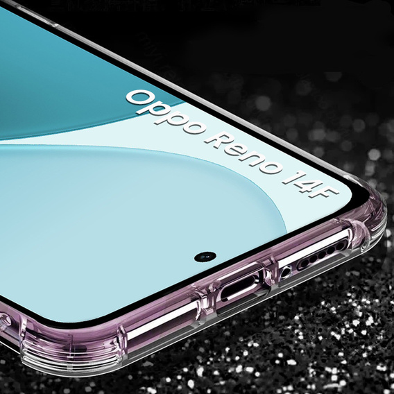 Husă pentru Oppo Reno 14F, întărită, cu protecție pentru cameră, transparentă