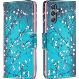 Cu clapetă pentru Samsung Galaxy M34, Wallet, Sakura, albastru