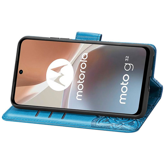 Cu clapetă pentru Motorola Moto G32, Butterfly, albastru
