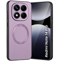 Huse pentru Xiaomi Redmi Note 14 Pro 5G, Leather Hybrid MagSafe, violet