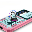 Husă blindată pentru Samsung Galaxy S23, CamShield Slide, verde / roz