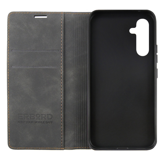 Husă pentru Samsung Galaxy A54, ERBORD Vintage, portofel cu clapetă, negru
