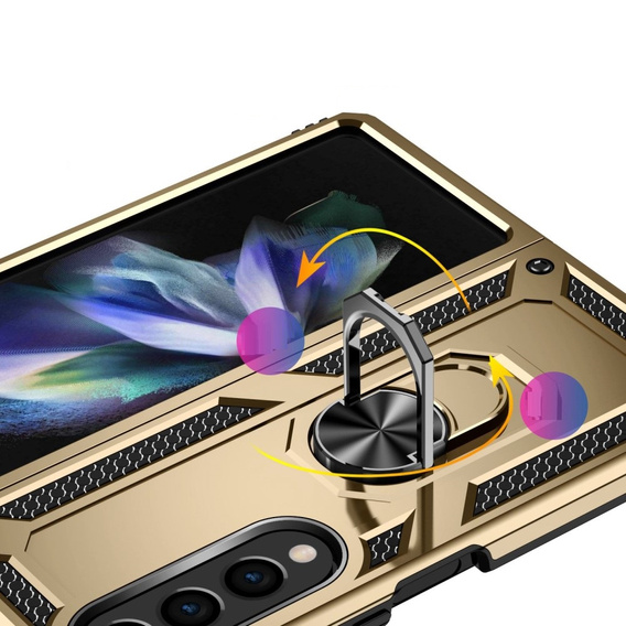 Husă blindată pentru Samsung Galaxy Z Fold 4 5G, Nox Case Ring, de aur