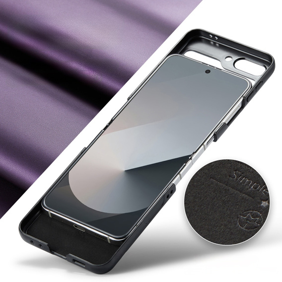 Husă pentru Samsung Galaxy Z Flip7 FE / Z Flip6, CASEME Litchi Leather, violet