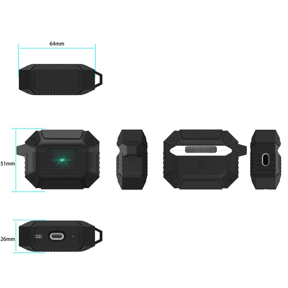 Husă blindată pentru căști cu carabină pentru Apple AirPods Pro 3