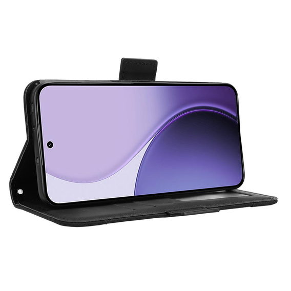 Carcasă cu clapetă pentru Oppo Reno 14, slot pentru carduri, portofel, negru