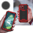 Husă pentru iPhone 13 Pro Max, R-JUST CamShield Slide, armată, roșu / negru
