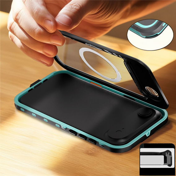 Husă pentru iPhone Air, impermeabilă IP68, SHELLBOX MagSafe, albastru