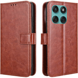 Cu clapetă pentru Motorola Edge 60 / 60 Fusion, Crazy Horse Wallet, maro