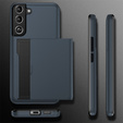 Huse pentru Samsung Galaxy S22, Sliding Card Holder, albastru închis