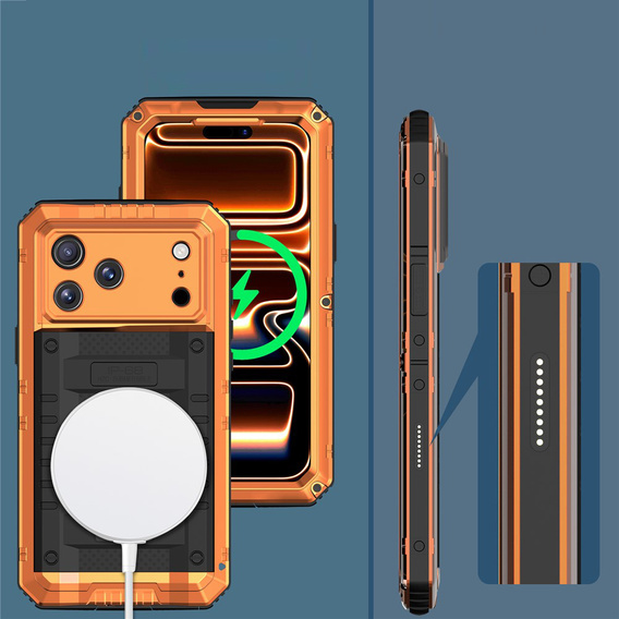 Carcasă impermeabilă IP68 pentru iPhone 17 Pro, portocaliu