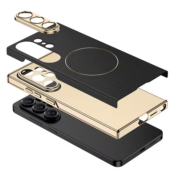 Husă magnetică din piele GKK Nickel Ring pentru Samsung Galaxy S26 Ultra