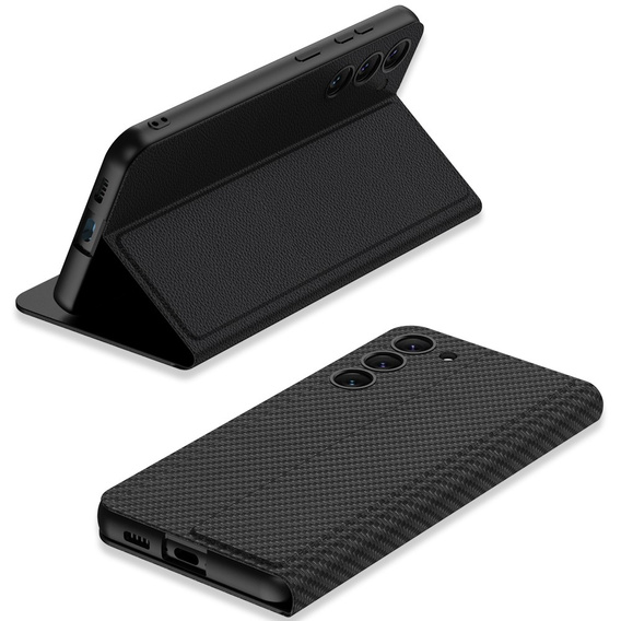 Cu clapetă pentru Samsung Galaxy S23, GKK Leather, negru