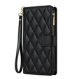 Husă cu clapetă pentru Samsung Galaxy S25 Edge, Rhombus Crossbody Leather, negru