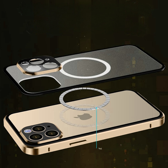 Carcasa Magnetic Dual Glass MagSafe pentru iPhone 13 Pro, de aur