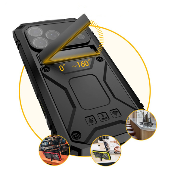 Husă R-JUST cu suport și sticlă încorporată pentru iPhone 17 Pro