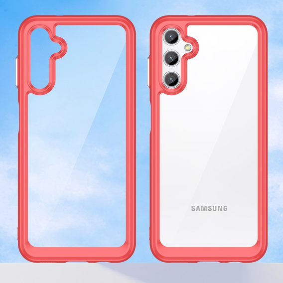 Huse pentru Samsung Galaxy A14 4G/5G, Fusion Hybrid, transparent / roșu