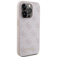GUESS Huse pentru iPhone 15 Pro Max, 4G Metal Gold Logo, roz