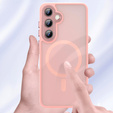 Husă pentru Samsung Galaxy S25, pentru MagSafe, ERBORD Matt Case, roz + sticlă pentru ecran
