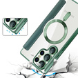 Cu clapetă pentru Samsung Galaxy S25 Ultra, RFID Wallet MagSafe CamShield, verde