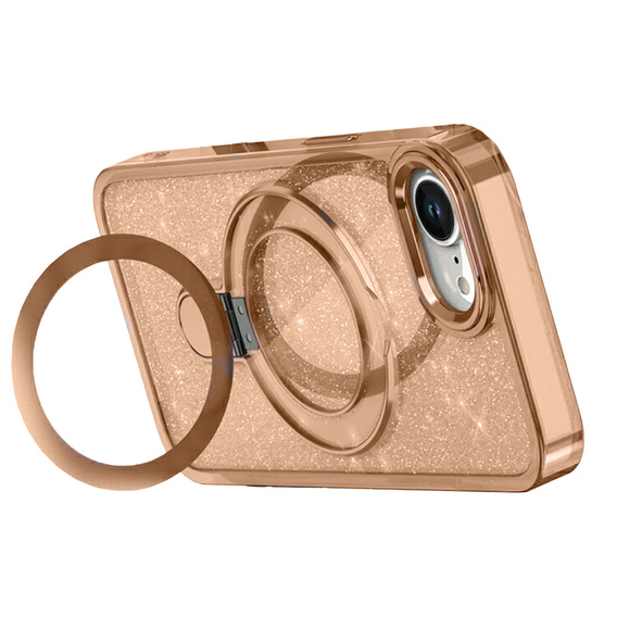 Carcasa iPhone 16e, Glittery Magnetic Kickstand, roz rose gold