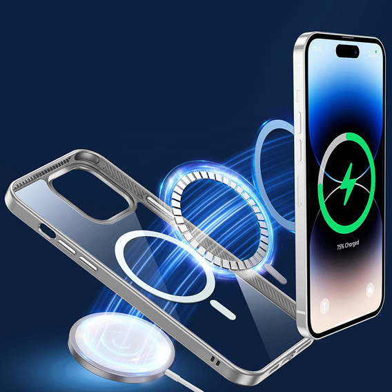 Huse pentru iPhone 14 Pro Max, ERBORD Hybrid MagSafe Case, de argint