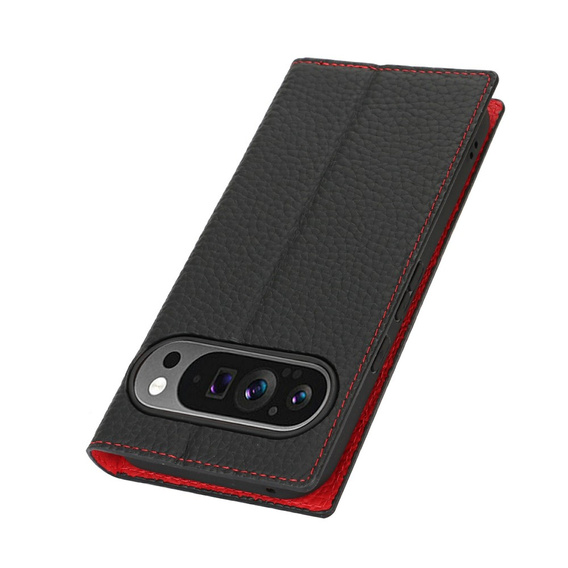 Husă cu clapetă pentru Google Pixel 10 / 10 Pro, piele Litchi Grain, negru