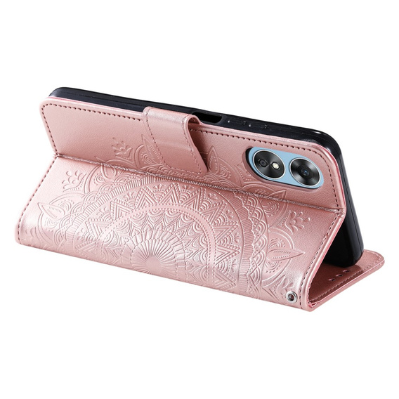 Cu clapetă pentru Oppo A17, Mandala, roz rose gold