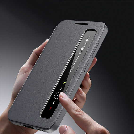 Husă din piele Smart View Window pentru Samsung Galaxy S26, gri