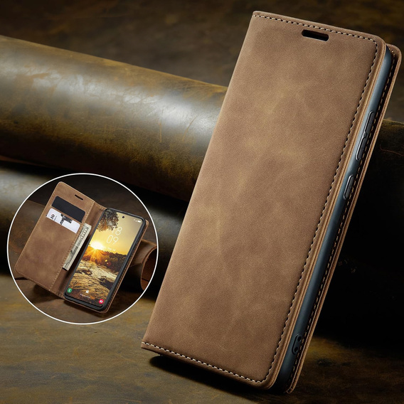 Husă pentru Samsung Galaxy A16, ERBORD Vintage, portofel cu clapetă, maro