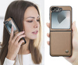 Husă pentru Samsung Galaxy Z Flip7 FE / Z Flip6, CASEME Litchi Leather, maro