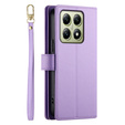 Cu clapetă pentru Xiaomi 14T, Wallet Zipper Pocket, violet