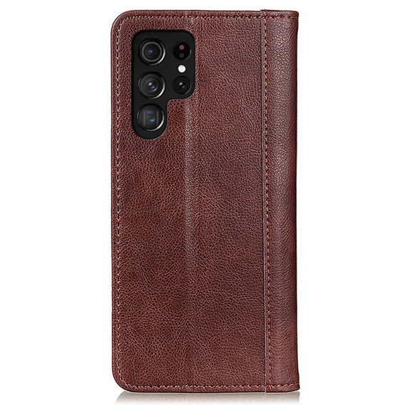 Huse pentru Samsung Galaxy S24 Ultra, Wallet Litchi Leather, maro
