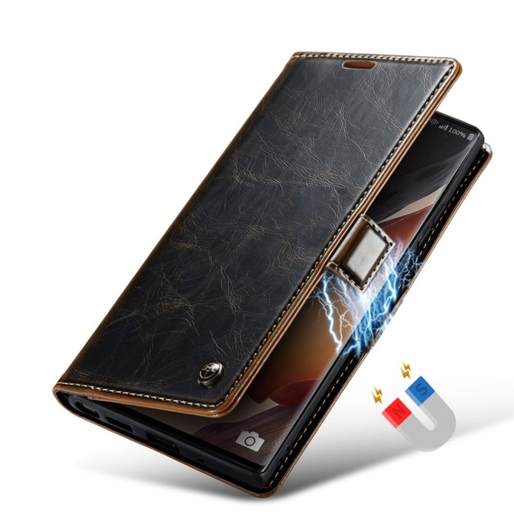 Carcasă flip CASEME pentru Samsung Galaxy Note 20 Ultra, Waxy Textured, cafea
