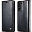 Carcasă flip CASEME pentru Samsung Galaxy S21, Waxy Textured, negru