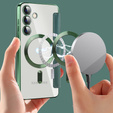 Cu clapetă pentru Samsung Galaxy S24, RFID Wallet MagSafe CamShield, verde