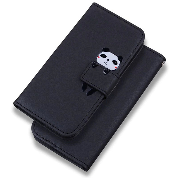 Cu clapetă pentru Motorola Moto G22, Wallet Panda, negru