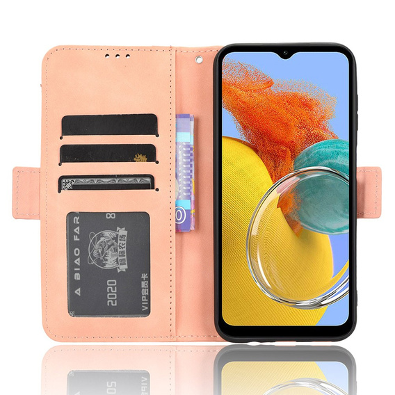 Cu clapetă pentru Samsung Galaxy M34, Card Slot, roz