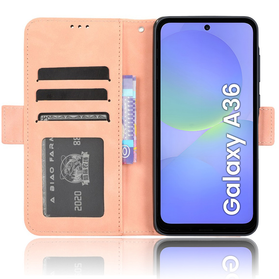 Cu clapetă pentru Samsung Galaxy A36, Card Slot, roz