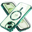 Husă pentru iPhone 15, Electro MagSafe, verde + Sticlă pentru ecran