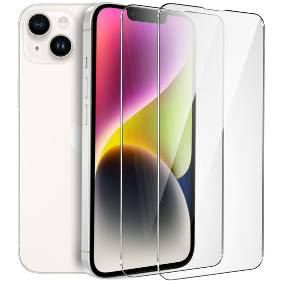 2x sticlă călită pentru iPhone 14, ERBORD 9H Hard Glass pe ecran