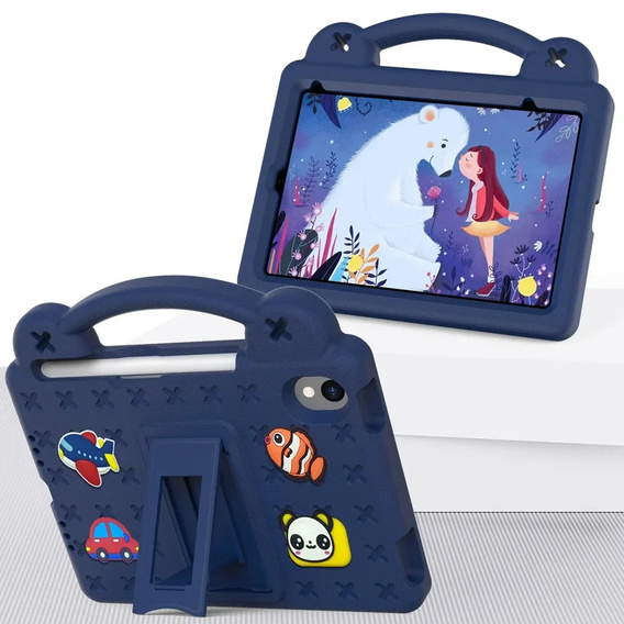 Husă pentru copii pentru iPad mini 8.3" 2021 (6 gen.) / iPad mini 8.3" 2024 (7 gen.), Cute Patterns, cu suport, albastru închis