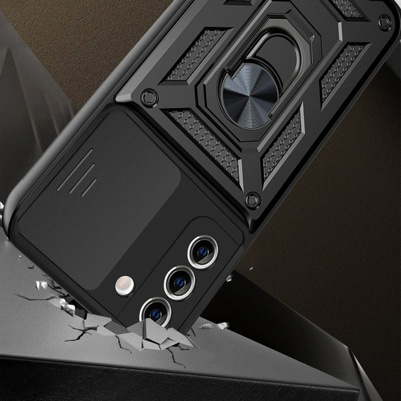 Husă blindată pentru Samsung Galaxy S21, CamShield Slide, negru
