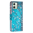Cu clapetă pentru Motorola Moto G54 5G, Wallet, sakura, albastru