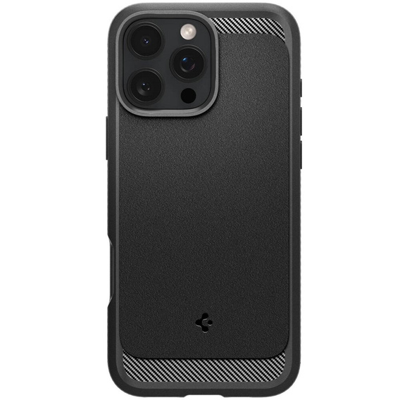 Carcasa Spigen pentru iPhone 16 Pro Max, Rugged Armor MagSafe, negru + Tempered Glass 9H