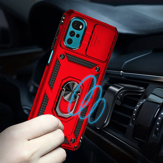 Husă blindată pentru Motorola Moto G22, CamShield Slide, roșu