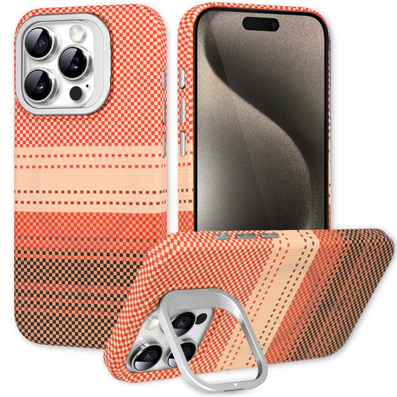 Carcasă pentru iPhone 15 Pro, cadru Kickstand, pentru MagSafe, Sunset Orange