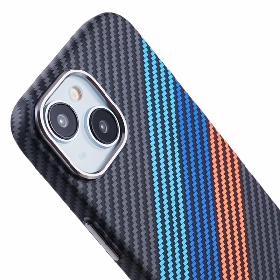 Carcasa pentru iPhone 14, Carbon Fiber MagSafe, albastru închis