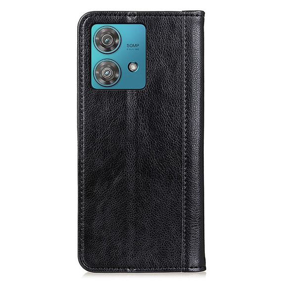 Huse pentru Motorola Moto G84 5G, Wallet Litchi Leather, negru