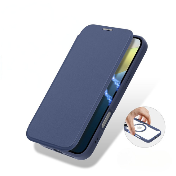 Dux Ducis Huse pentru iPhone 16, Skin X Pro, MagSafe, albastru închis